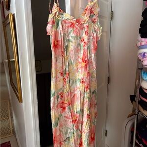 H&M Pink Floral Ruffled Strap Slip Dress